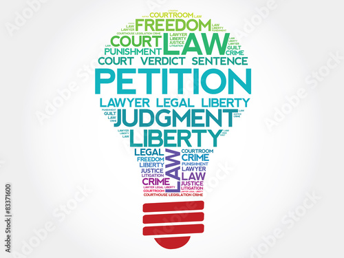 Petition bulb word cloud concept