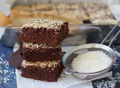 Chocolate brownie cake with coconut