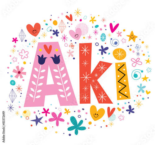 Aki given name decorative lettering type design photo