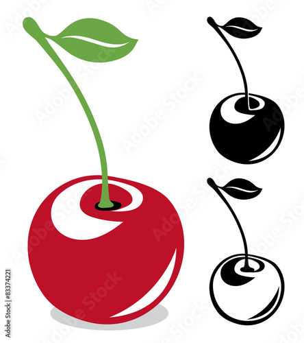 Vector cherries in color and black and white