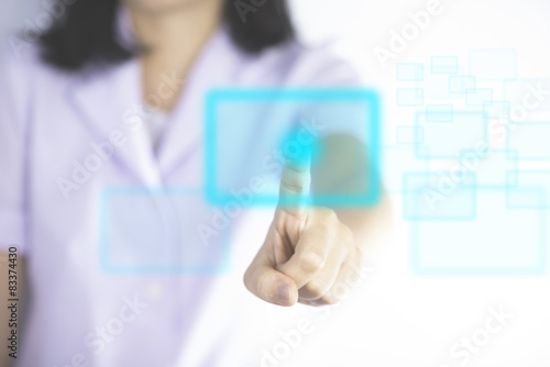 Nurse pressing modern buttons show technology of medical