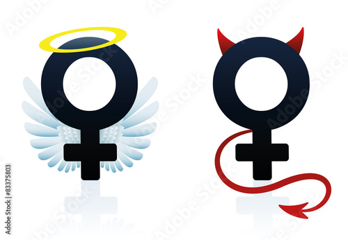 Good Girl Bad Girl Angel Devil Female Symbol photo