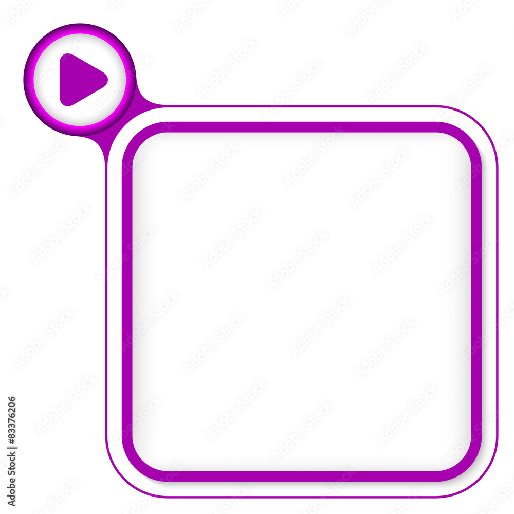 Purple frame for your text and play symbol Purple frame for your text and play symbol