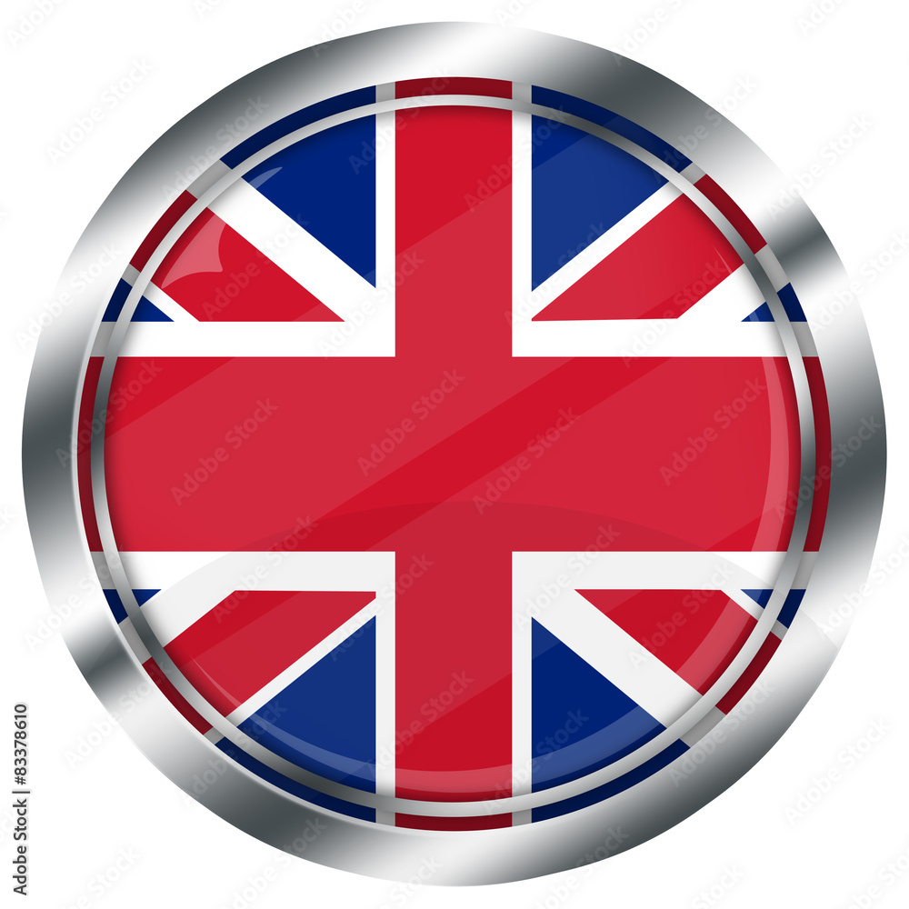 Obraz premium runder Großbritannien flagge web button mit Metall Rahmen