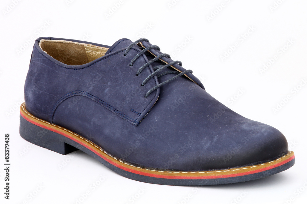 The blue man's shoe on white background The blue man's shoe on white background