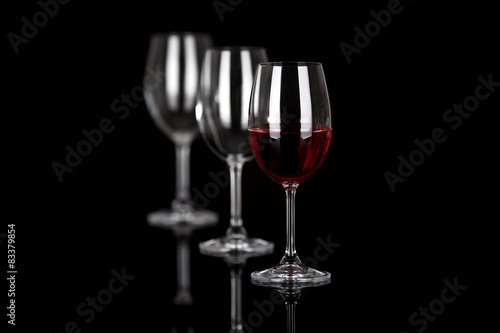 set of wine glasses on black