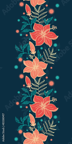 Vector vibrant tropical hibiscus flowers vertical border