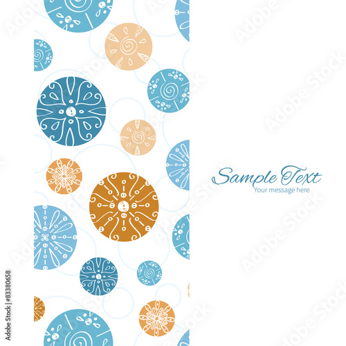 Vector Abstract Blue Brown Vintage Circles Back Vertical Frame