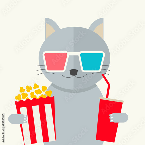 Cinema concept. Cat watching movie © oxyggen