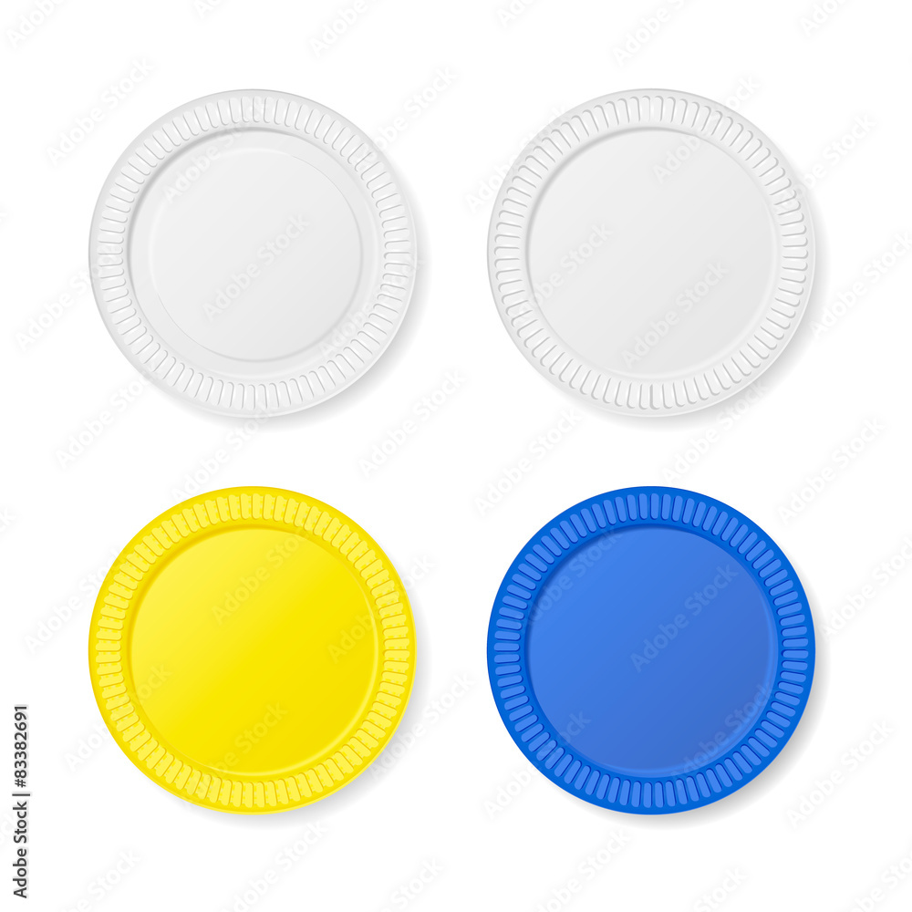 Disposable plates set Isolated 