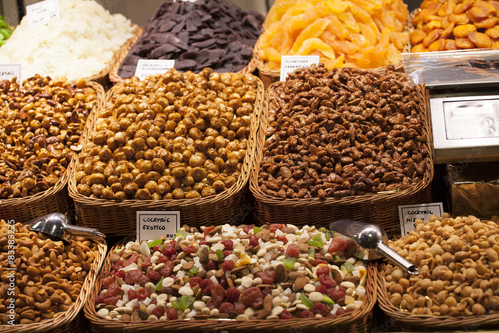 Nuts and almonds in the market Nuts and almonds in the market