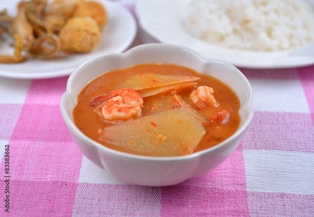 sour curry with papaya and shrimp sour curry with papaya and shrimp