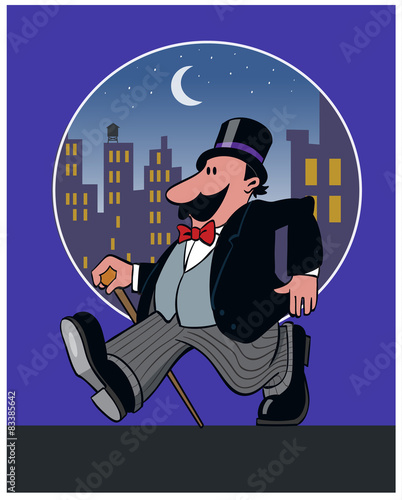 Night On The Town / A well dressed gentlemen heads downtown.