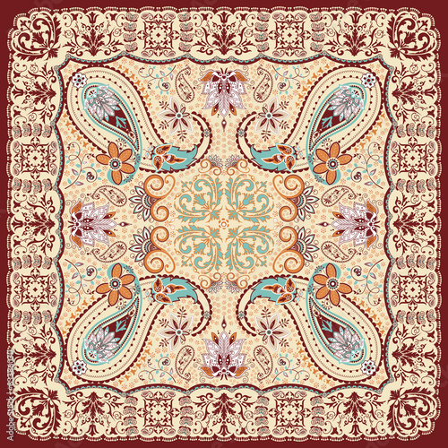 Paisley floral scarf design