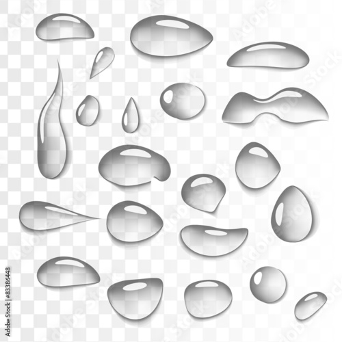 Transparent  realistic water drops set