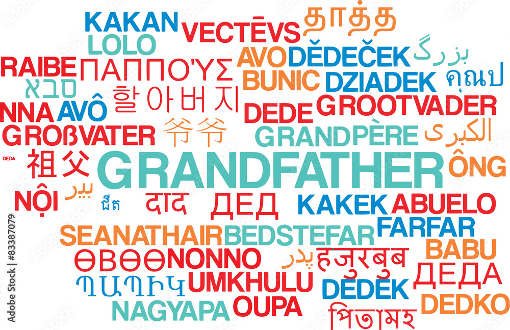 Grandfather multilanguage wordcloud background concept