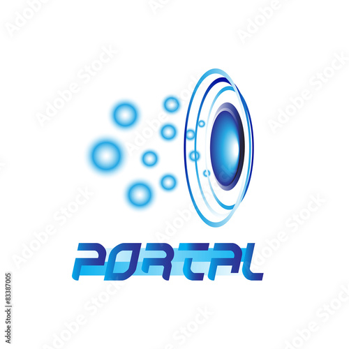 Futuristic Blue Portal Vortex Logo Design