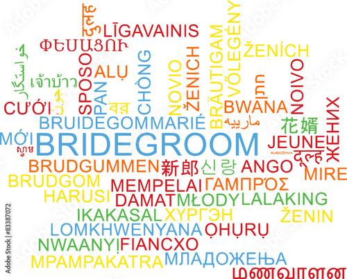 Bridegroom multilanguage wordcloud background concept