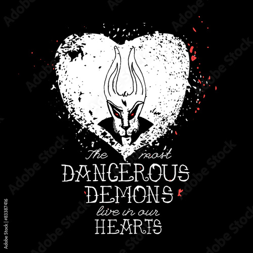 Vector handwritten inscription on white heart. 