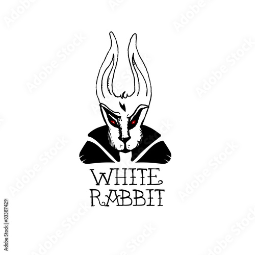 Vector hand drown rabbit. Handwritten text: