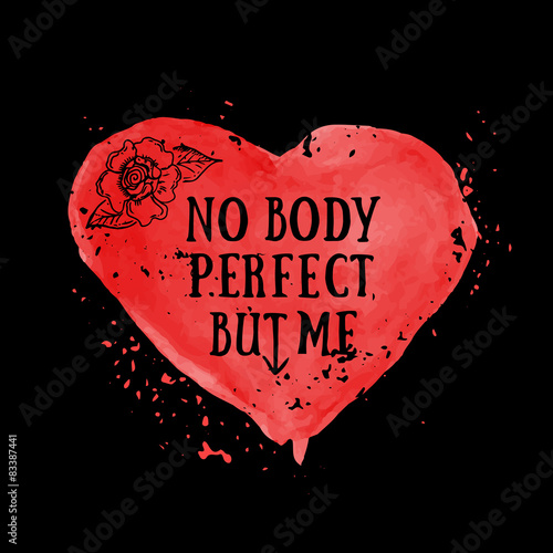 Vector handwritten inscription on watercolor heart. 