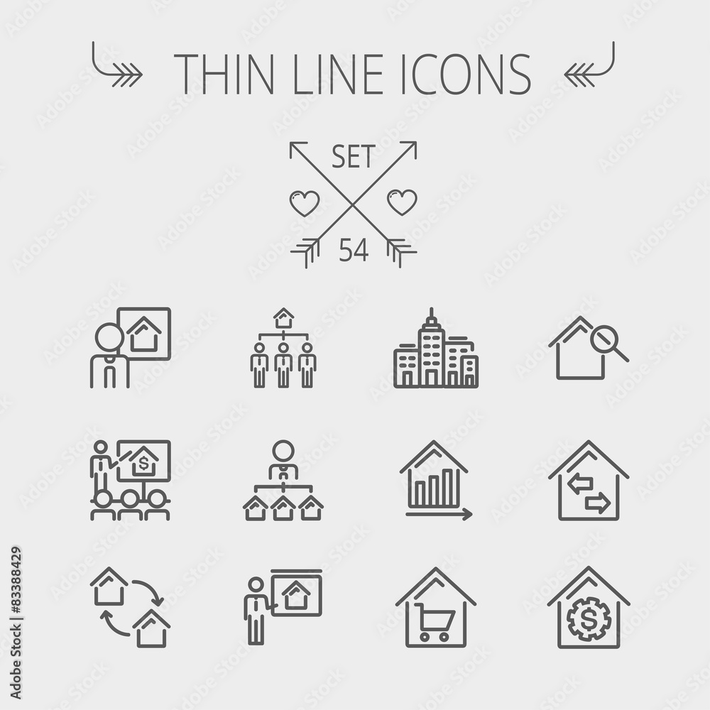 Real Estate thin line icon set Real Estate thin line icon set