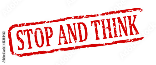 Damage to red stamp - stop and think - vector
