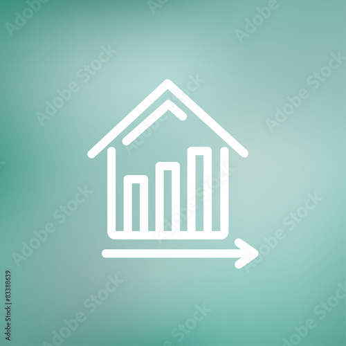 Graph showing financial real estate growth thin line icon