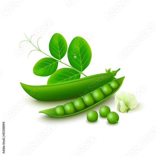 Green peas isolated on white background