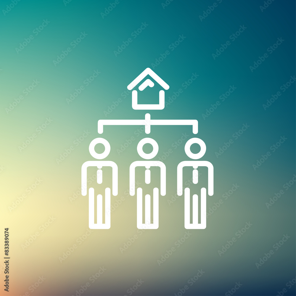 Three real estate agent in one house thin line icon Three real estate agent in one house thin line icon