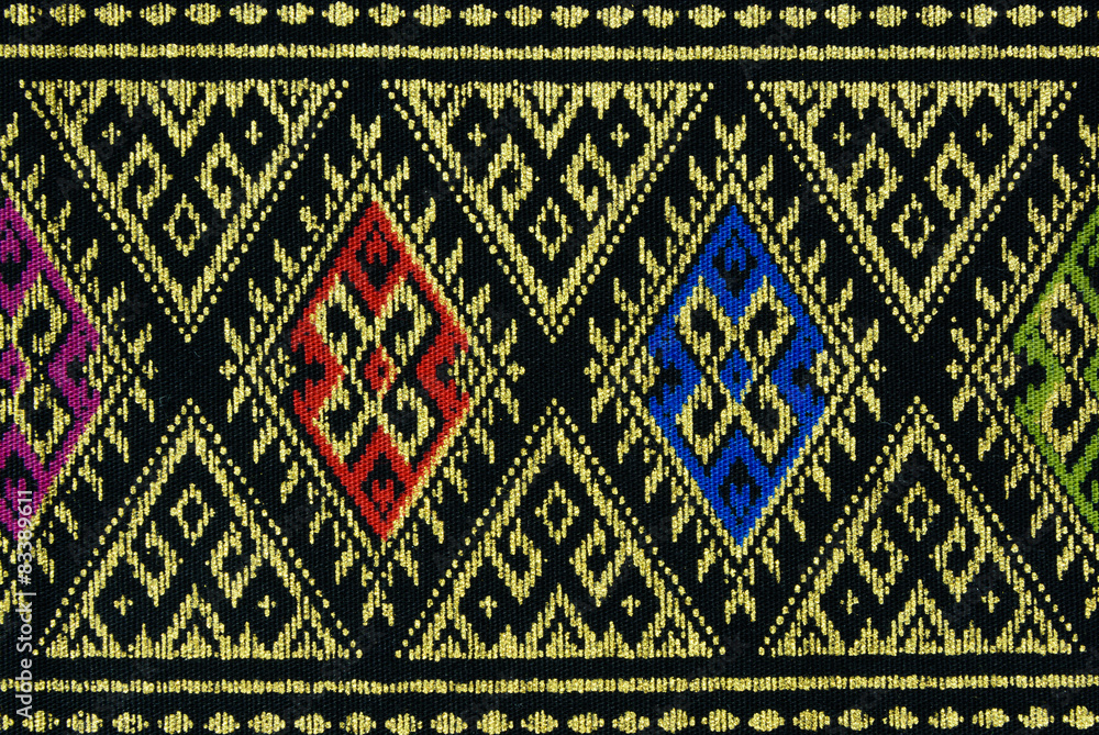 Texture of Thai style golden braid fabric pattern Texture of Thai style golden braid fabric pattern