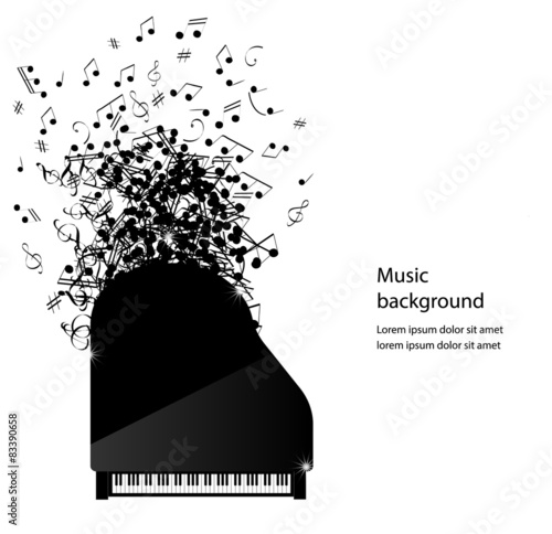 Abstract music background with piano and notes