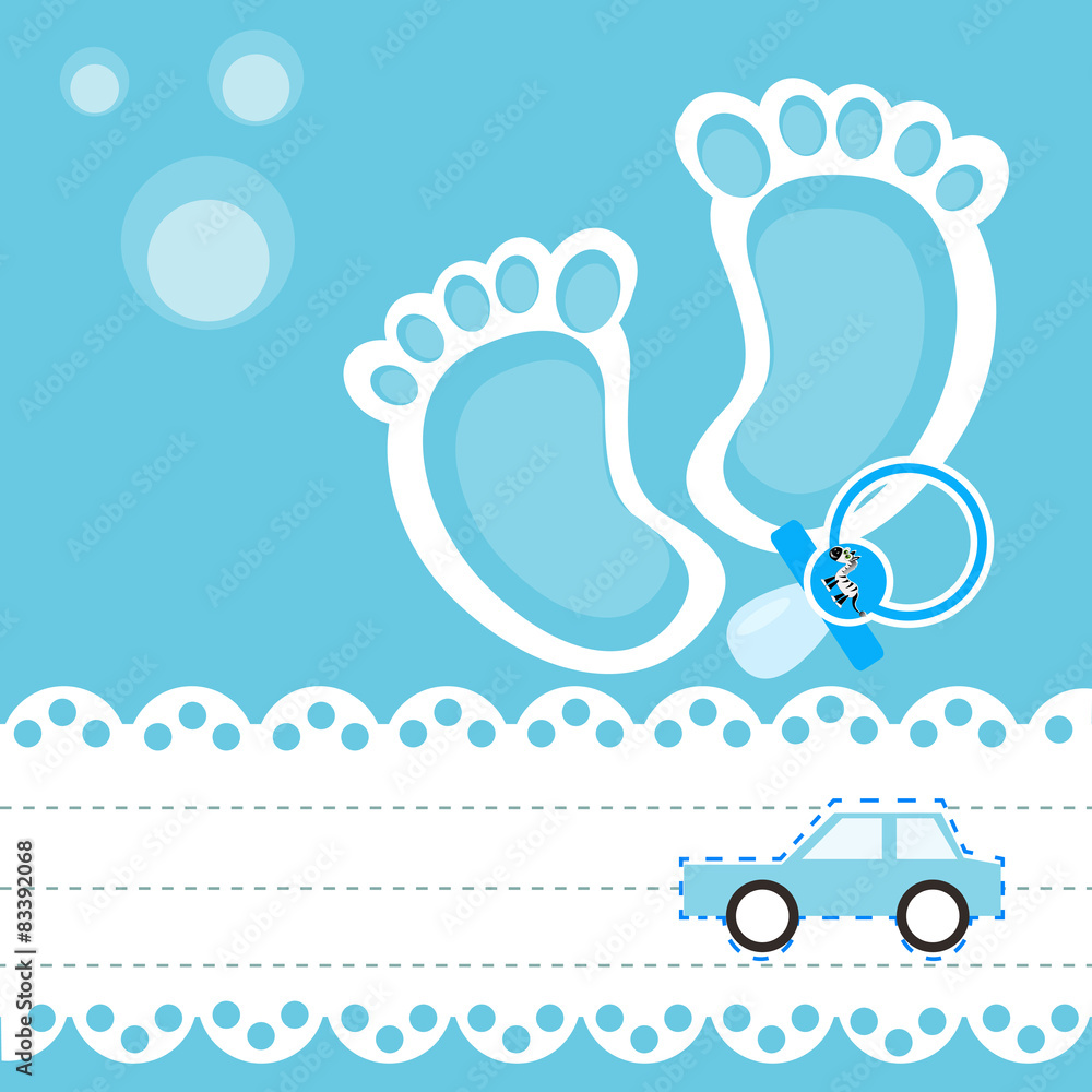Baby shower card with pacifier and toy car Baby shower card with pacifier and toy car