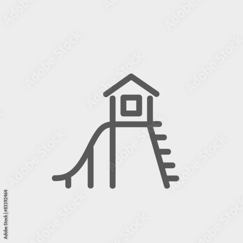 Playhouse with slide thin line icon