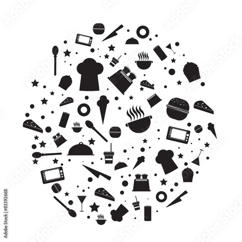 vectors set Kitchen tool and food icons on white background