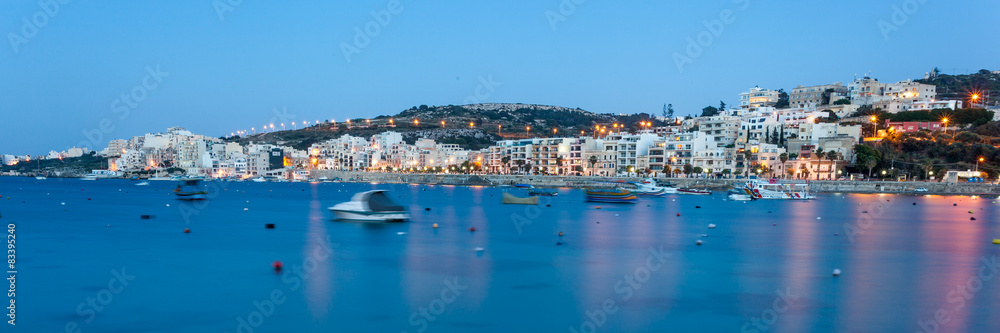 St Paul's Bay, Malta during blue hour