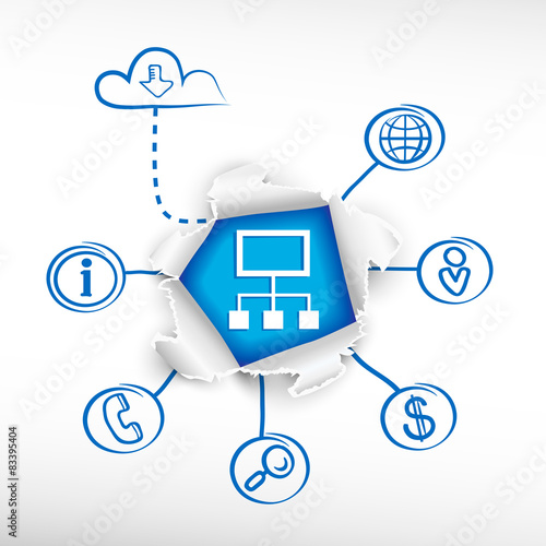 Social network and sketch diagrams. Doodle vector illustration.