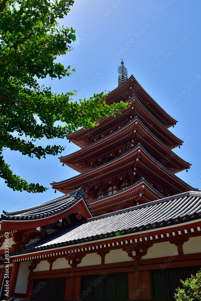 晴れた日の浅草寺　五重塔