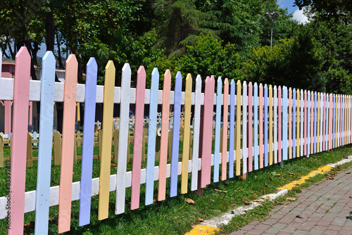 colorful fence, many colors of the wood