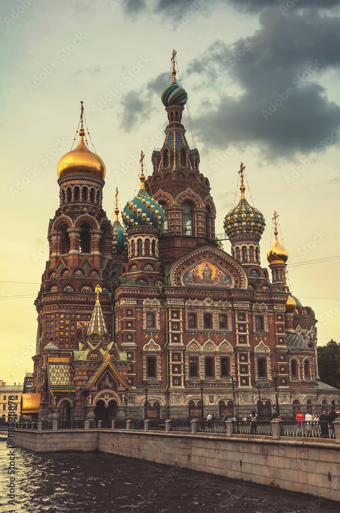 Church on Spilled Blood in twilight. Saint Petersburg. Russia