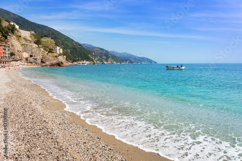 Fototapeta Naklejka Na Ścianę i Meble -  Monterosso Beach at Ligurian Sea, Italy