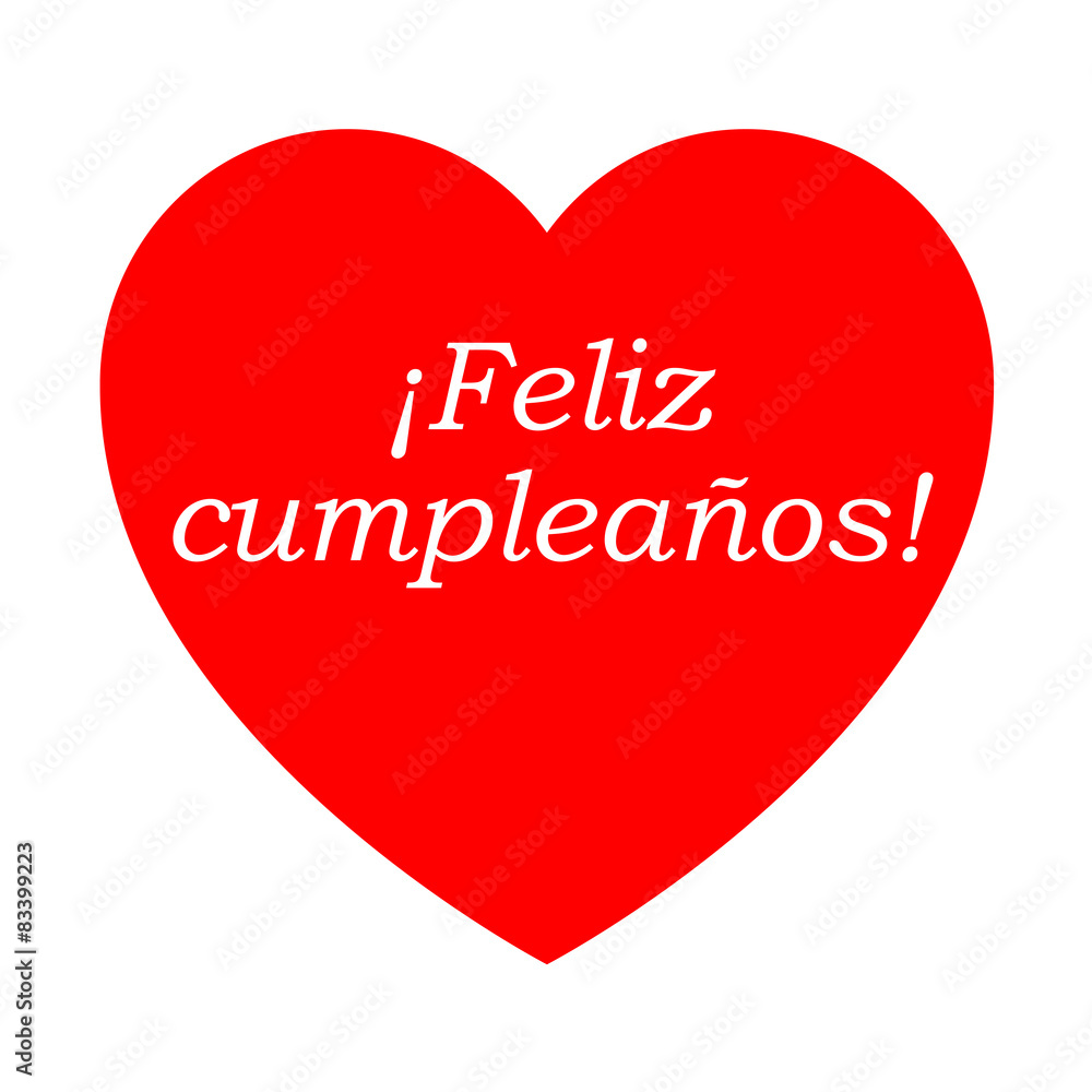 Icono texto ¡Feliz cumpleaños! en corazon