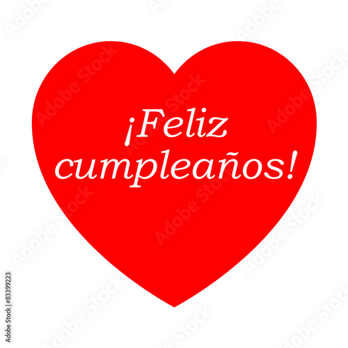 Icono texto ¡Feliz cumpleaños! en corazon