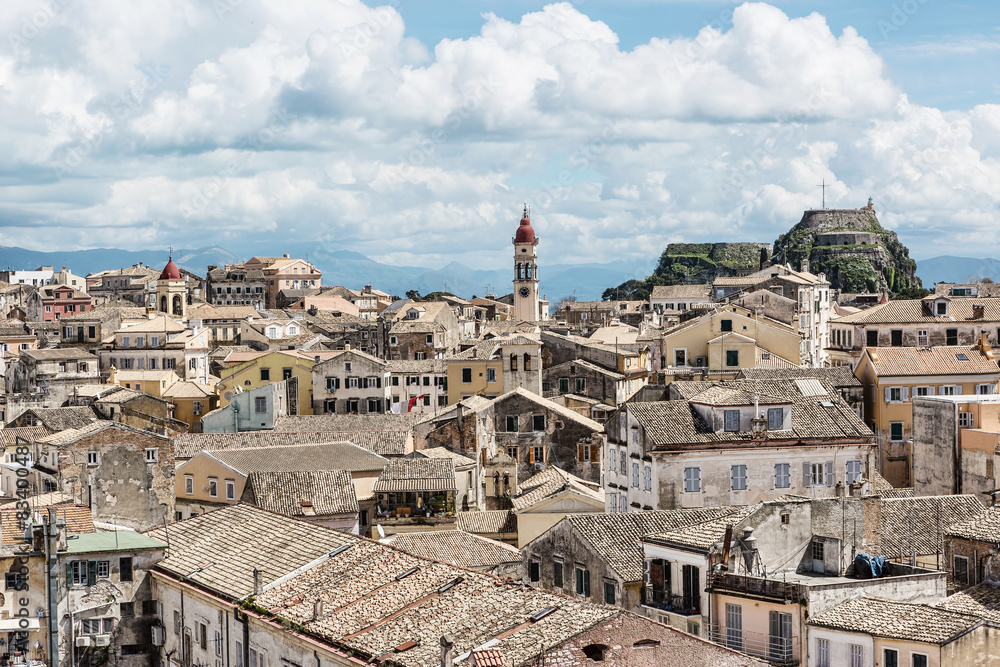 Panorama of the capital of Corfu, Greece
