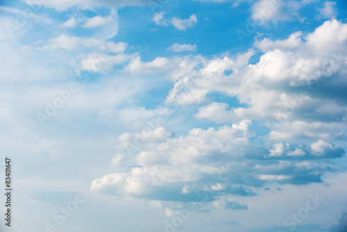 Fototapeta Naklejka Na Ścianę i Meble -  Beautiful azure sky with slowly moving fluffy clouds