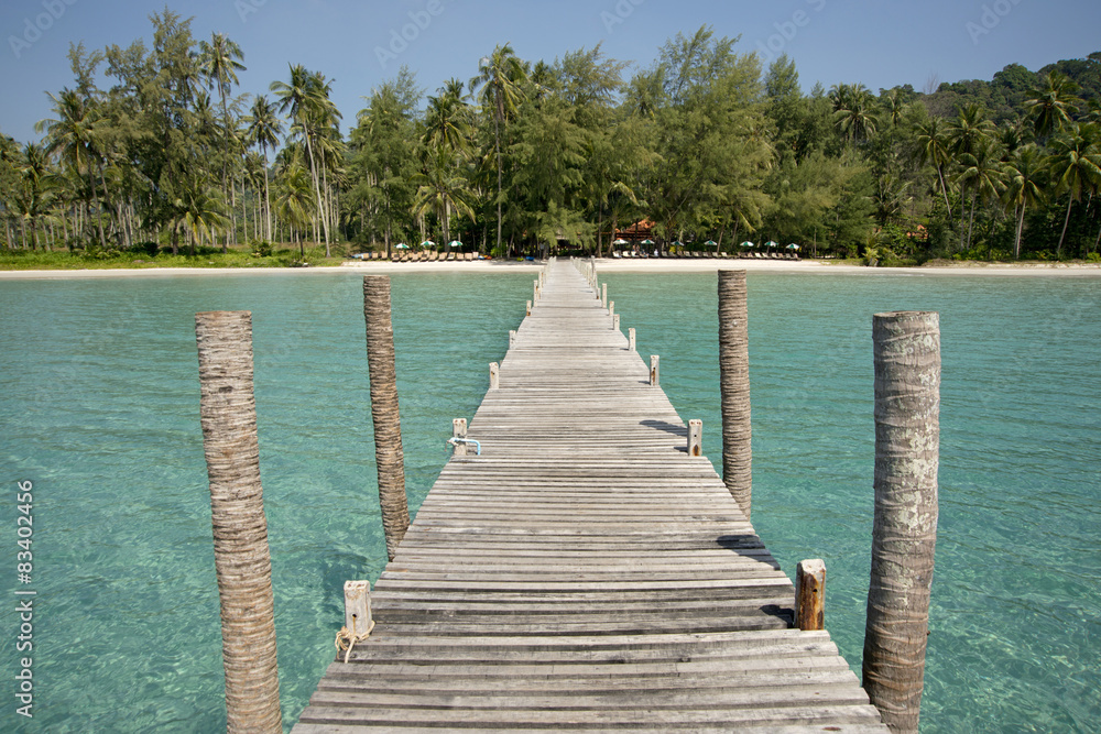 Wooden bridge, Ao Ngam Kho at Koh Kood, Trat in Thailand Wooden bridge, Ao Ngam Kho at Koh Kood, Trat in Thailand