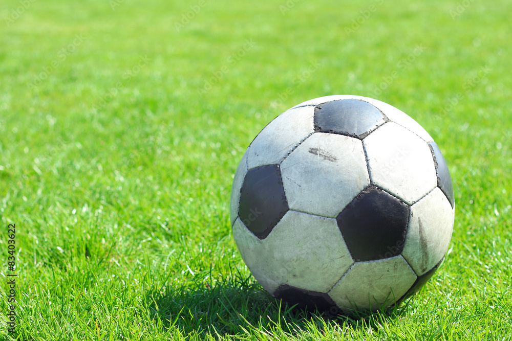 Old leather soccer ball