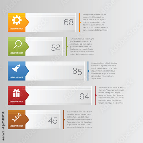 Horizontal bar chart infographic with arrow and icon