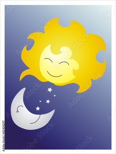 sol y luna sonrientes