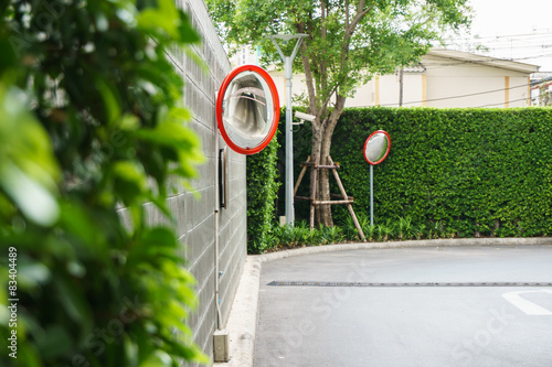 Fotografija street corner and  convex mirror